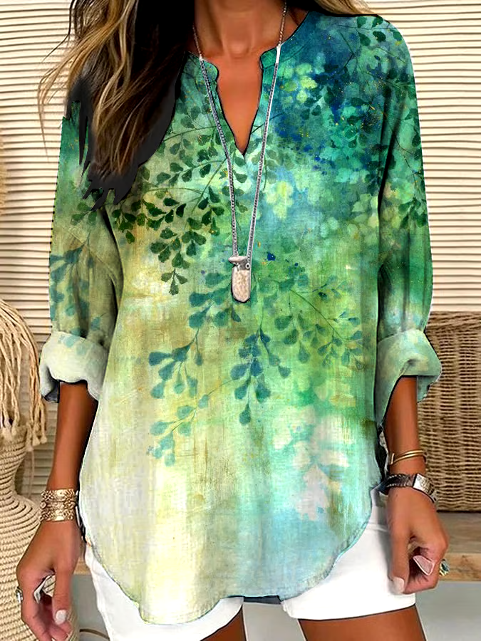 ?Buy 3 get 12% off丨Women's Casual Forest Tree Print Shirt丨?100% natural cotton