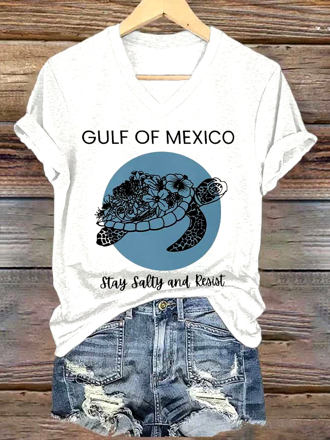 ?Buy 3 get 12% off丨Women's Gulf Of Mexico Printed V Neck T-shirt