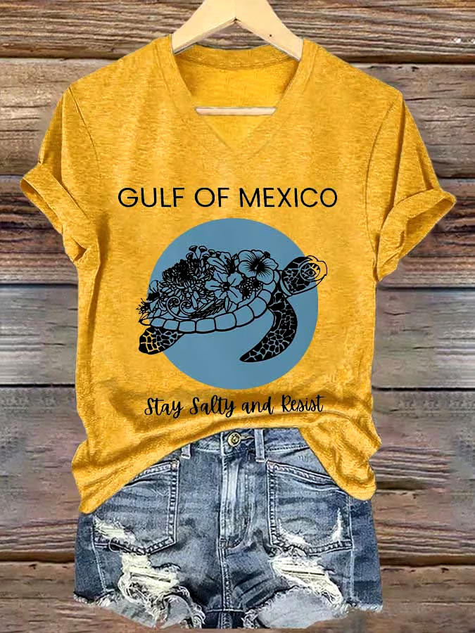 ?Buy 3 get 12% off丨Women's Gulf Of Mexico Printed V Neck T-shirt
