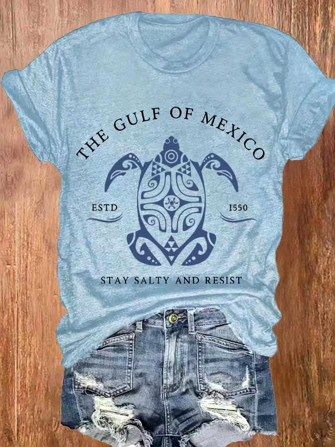 ?Buy 3 get 12% off丨Women's Gulf Of Mexico Print Round Neck T-Shirt