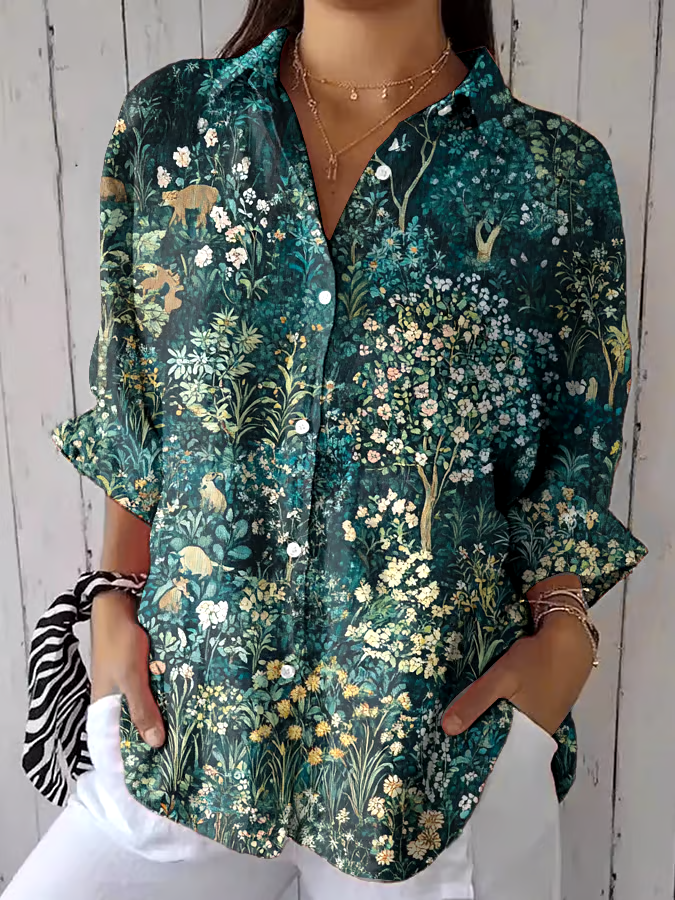 ?Buy 3 get 12% off丨Women's Casual Forest Animal Print Shirt