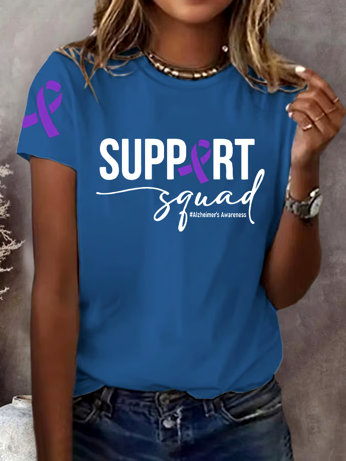?Buy 3 get 12% off丨Women's Support Squad Alzheimer's Printed Short-Sleeved T-Shirt