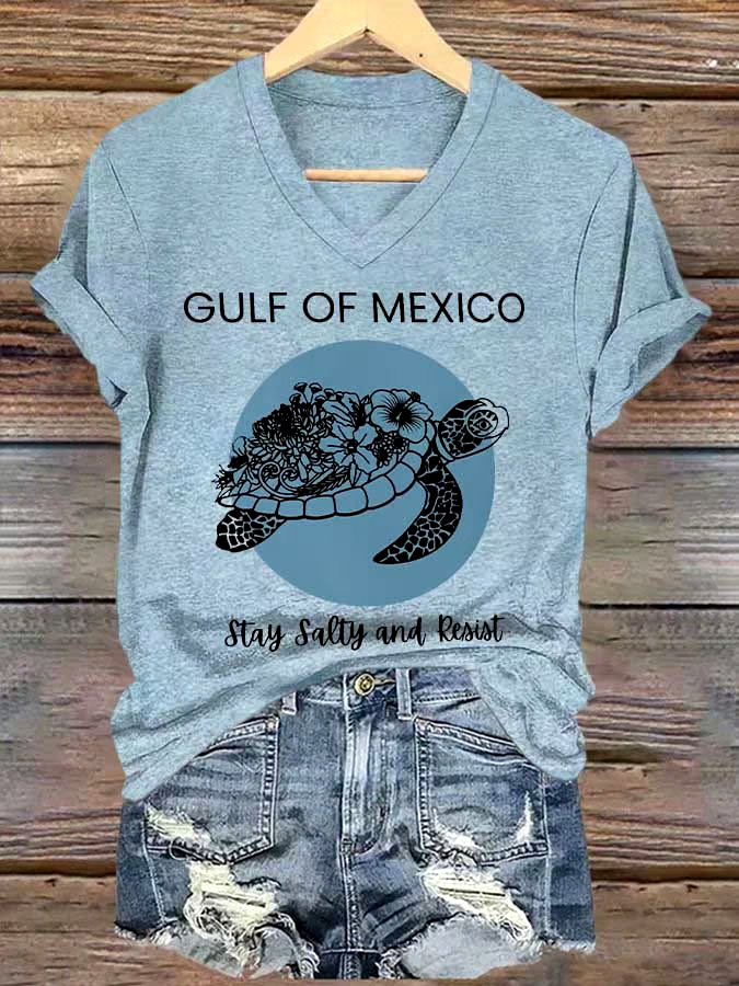 ?Buy 3 get 12% off丨Women's Gulf Of Mexico Printed V Neck T-shirt