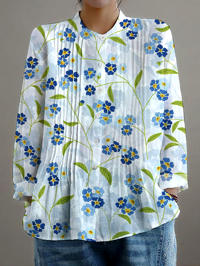 ?Buy 3 get 12% off丨Women's Loose Casual Forget-Me-Not Floral Shirt