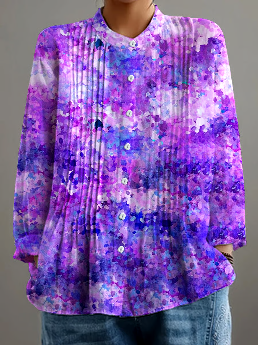 ?Buy 3 get 12% off丨Women's Retro Alzheimer's Awareness Floral Art Print Casual Shirt