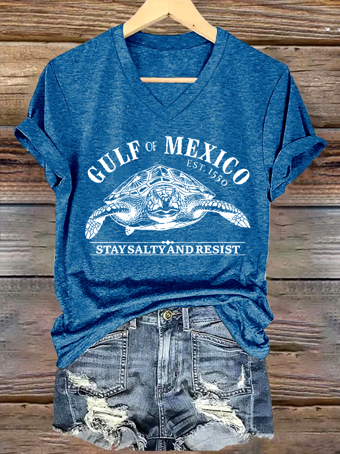 ?Buy 3 get 12% off丨Women's Gulf Of Mexico Printed V Neck T-shirt