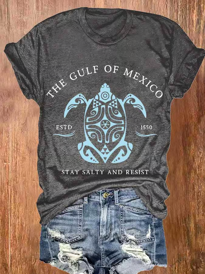 ?Buy 3 get 12% off丨Women's Gulf Of Mexico Print Round Neck T-Shirt