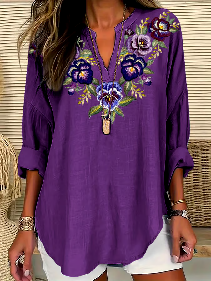 ?Buy 3 get 12% off丨Women's Alzheimer's Purple Floral Casual Shirt