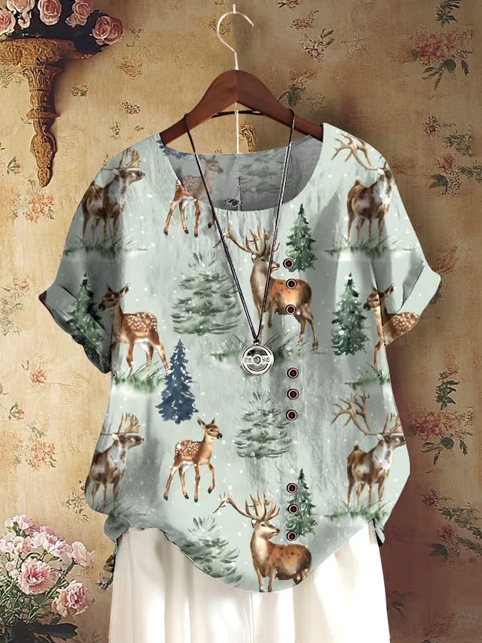 ?Buy 3 get 12% off丨Women's Retro Forest Animal Print Shirt丨?100% natural cotton