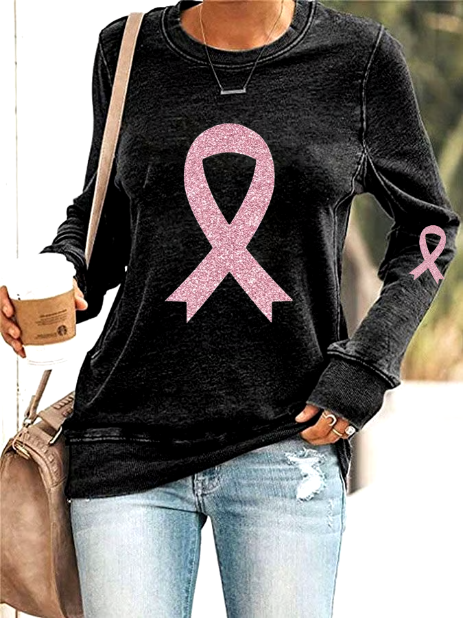 ?Buy 3 get 12% off丨Women's Breast Cancer Awareness Print Casual Sweatshirt
