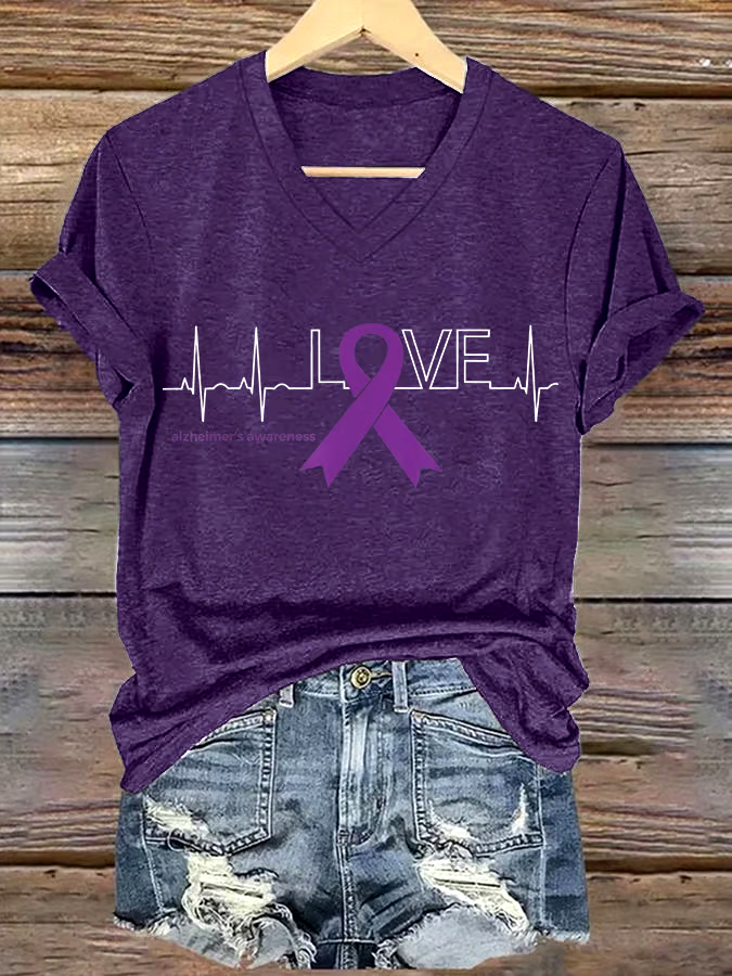 ?Buy 3 get 12% off丨Women's Alzheimer's I Will Remember Awareness Print Short Sleeve T-Shirt