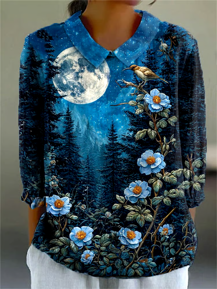 ?Buy 3 get 12% off丨Women's Retro Forest Print Shirt丨?100% natural cotton