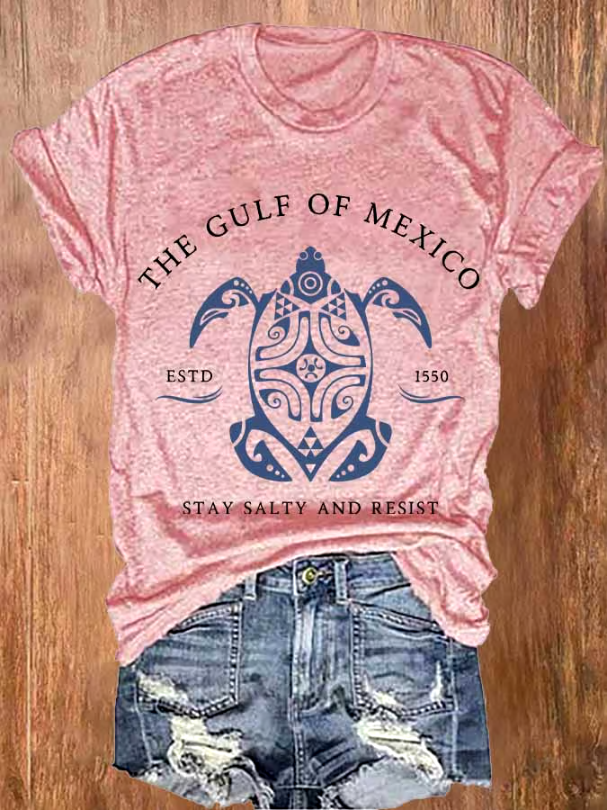 ?Buy 3 get 12% off丨Women's Gulf Of Mexico Print Round Neck T-Shirt