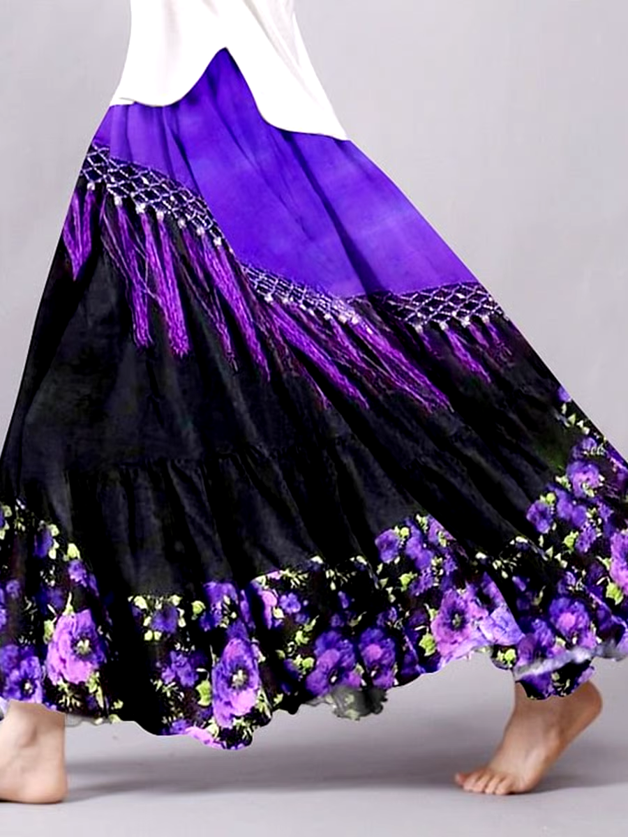 ?Buy 3 get 12% off丨Women's Purple Floral Art Print Skirt