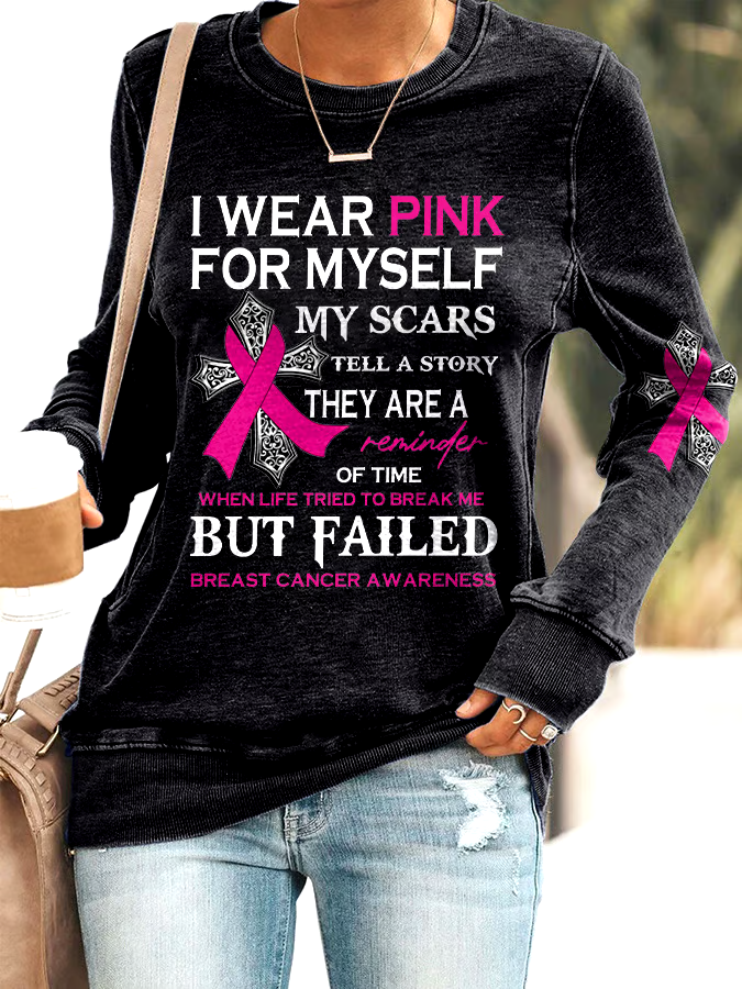 ?Buy 3 get 12% off丨Faith Breast Cancer Awareness I Wear Pink For Myself Print Sweatshirt