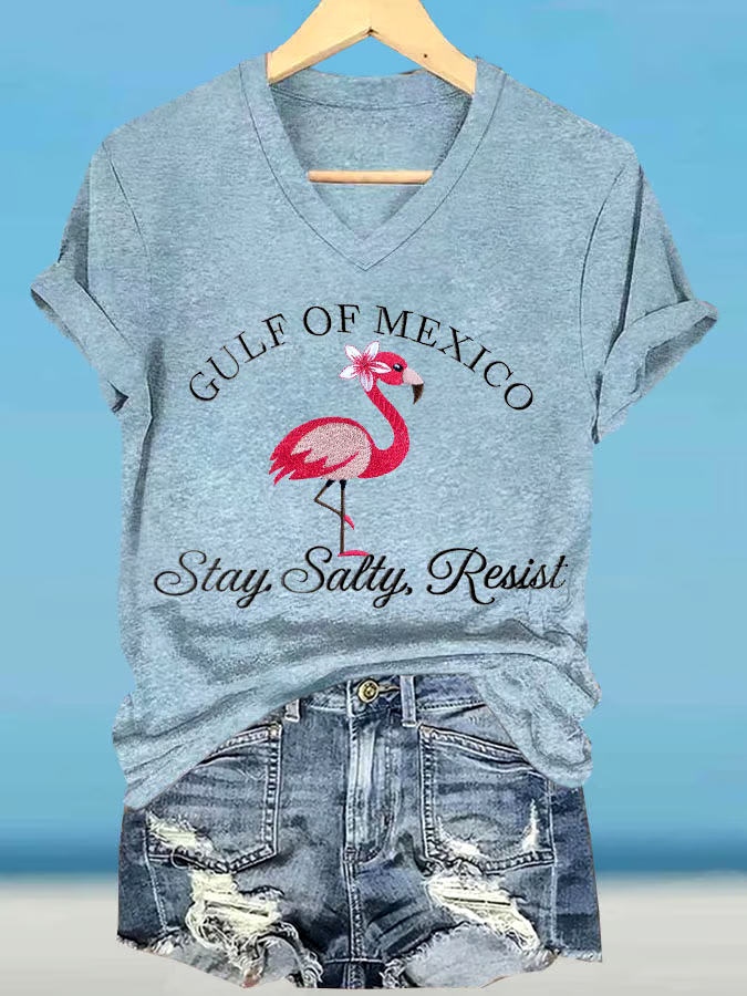 ?Buy 3 get 12% off丨Women's Gulf Of Mexico Printed V Neck T-Shirt