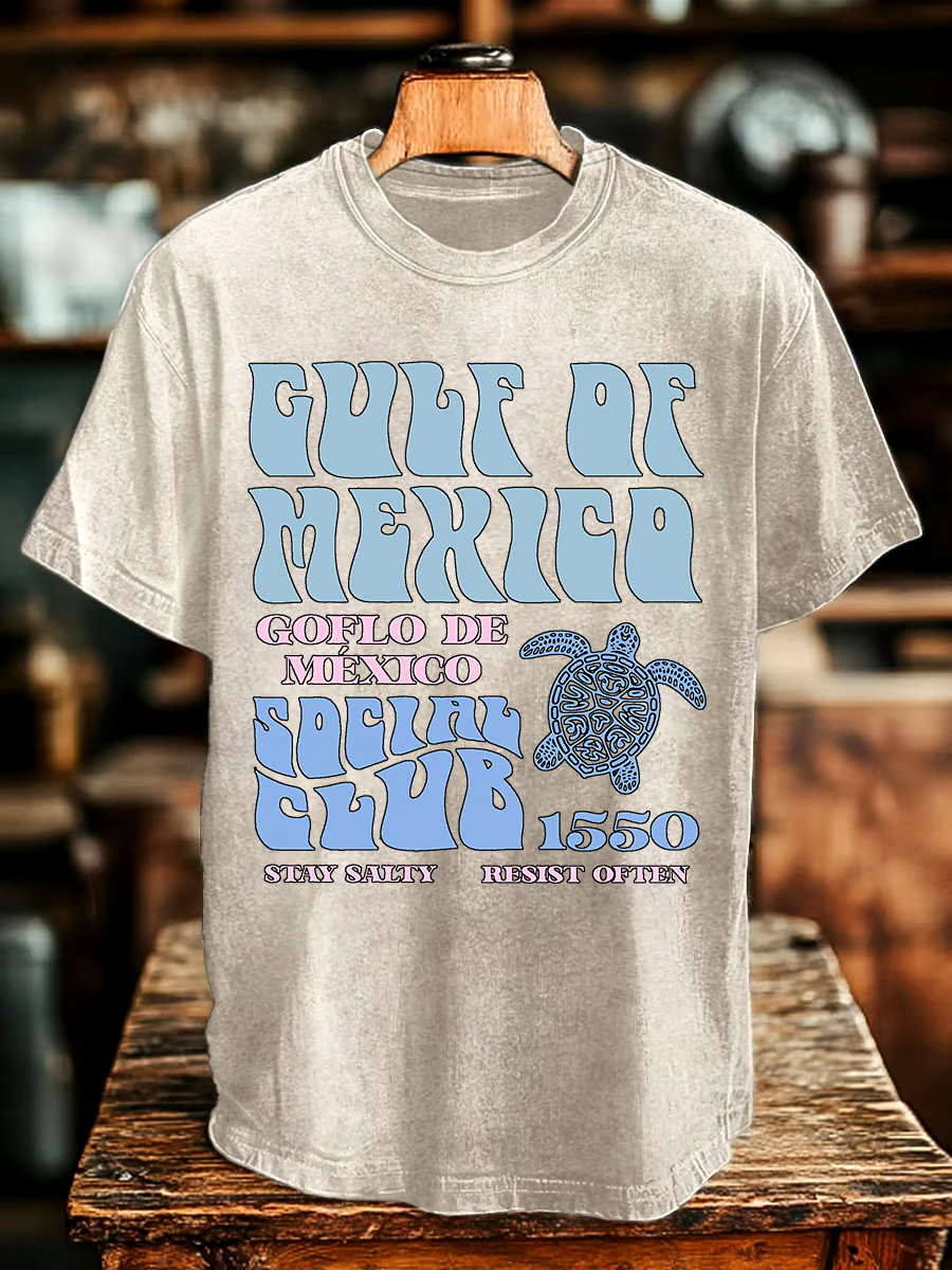 ?Buy 3 get 12% off丨Men's Gulf Of Mexico Printed Round Neck T-Shirt