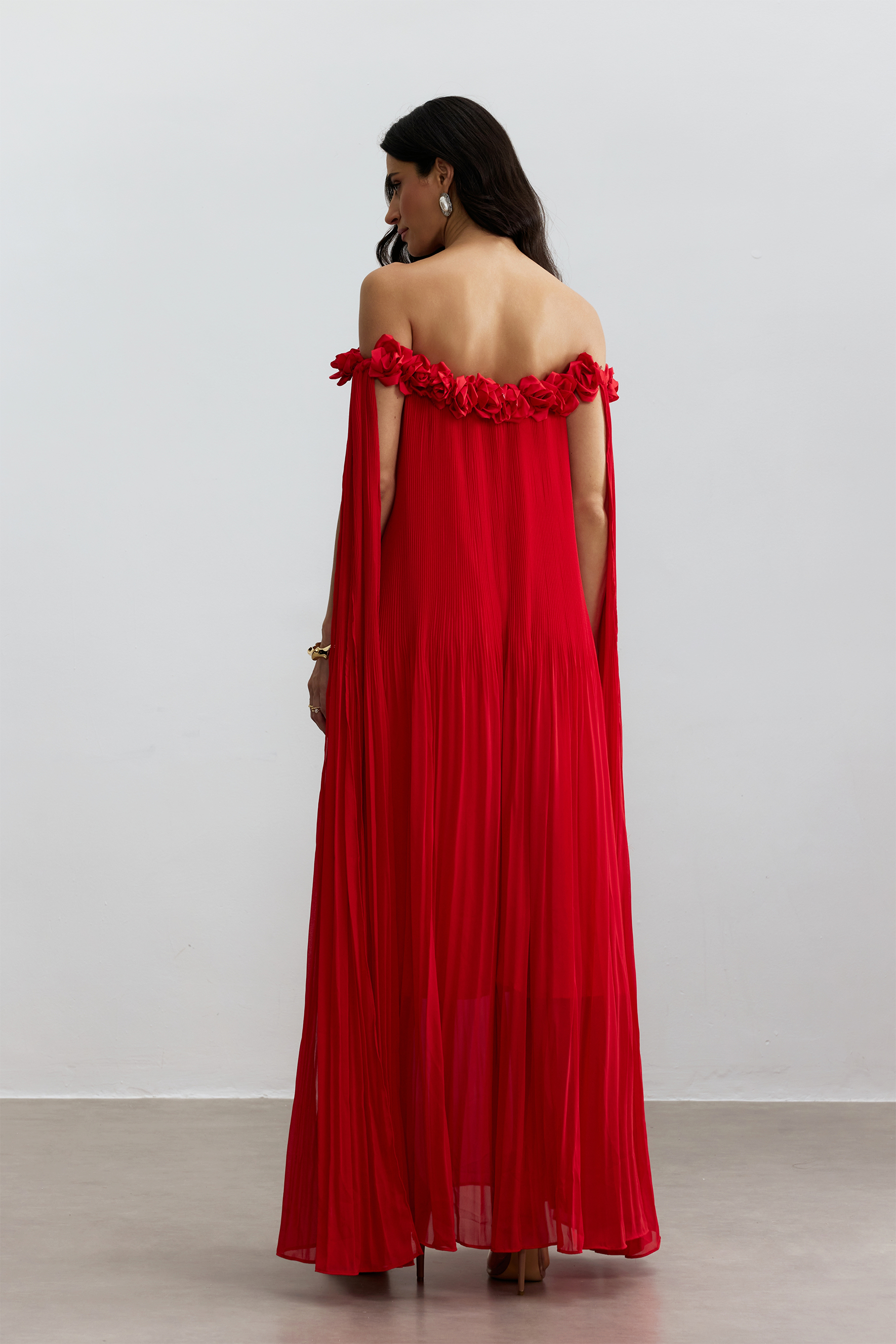 Regina Off Shoulder Rosette Detail Maxi Dress