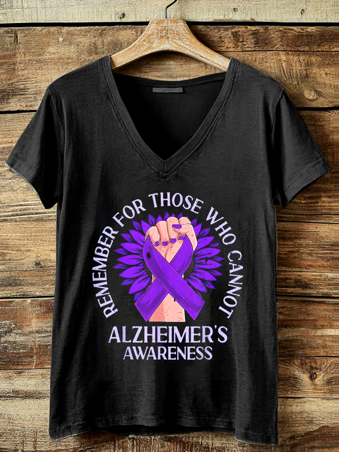 ?Buy 3 get 12% off丨Women's Alzheimer's Awareness Support V-Neck Tee