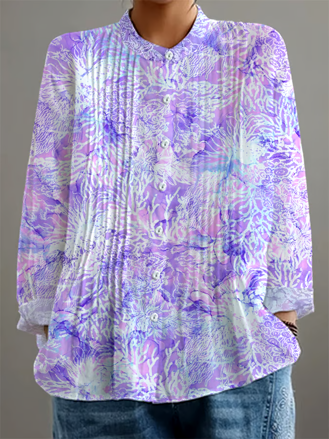 ?Buy 3 get 12% off丨Women's Purple Floral Print Casual Comfort Cotton Shirt
