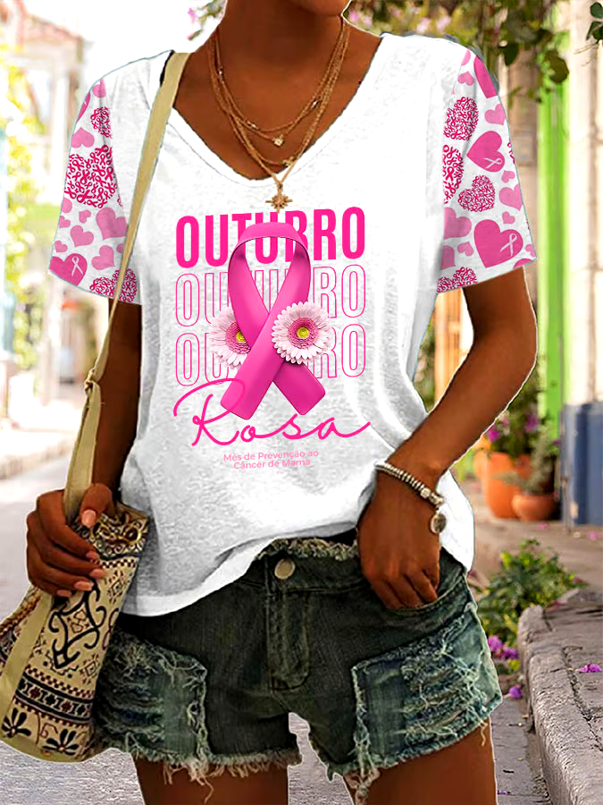 ?Buy 3 get 12% off丨Women'S Casual Pink October Breast Cancer Awareness Short-Sleeved T-Shirt