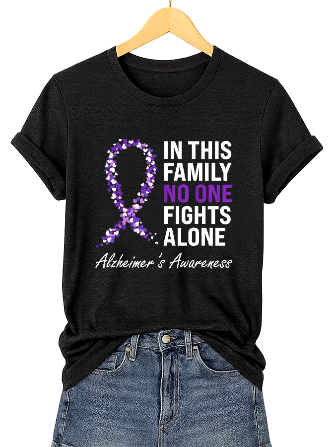 ?Buy 3 get 12% off丨Women's Alzheimer's Awareness Support Round Neck Tee