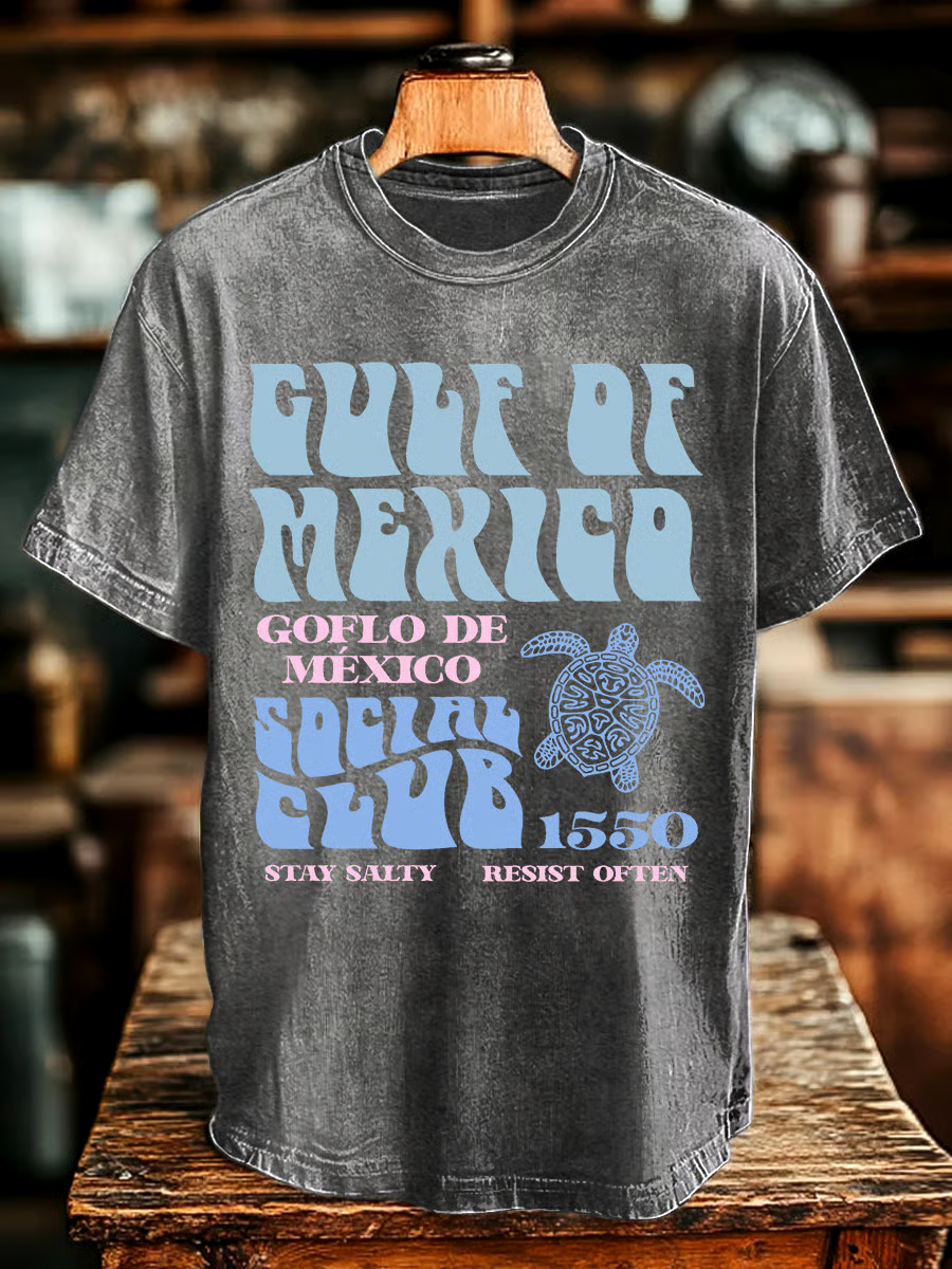 ?Buy 3 get 12% off丨Men's Gulf Of Mexico Printed Round Neck T-Shirt