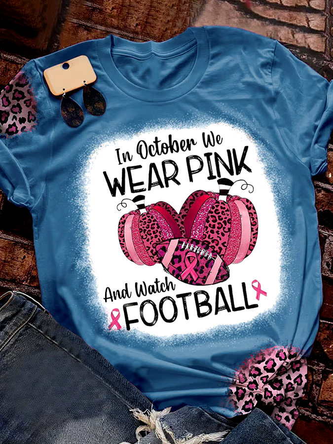 ?Buy 3 get 12% off丨In October We Wear Pink And Watch Football Leopard Print T-Shirt