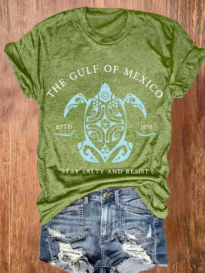 ?Buy 3 get 12% off丨Women's Gulf Of Mexico Print Round Neck T-Shirt