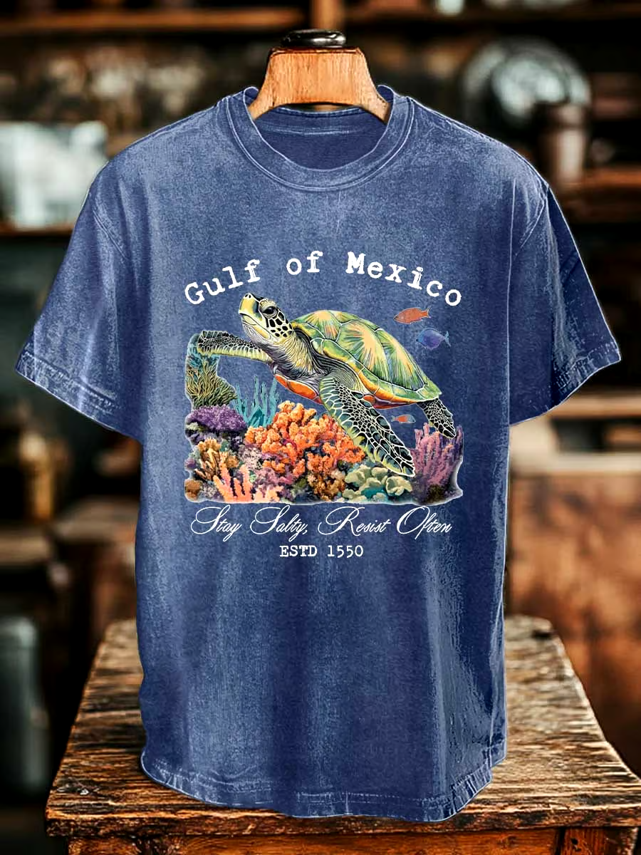 ⭐⭐⭐⭐⭐丨Men's Gulf Of Mexico Printed Round Neck T-Shirt