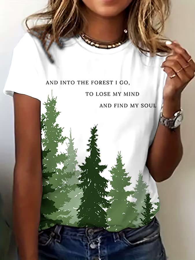 ?Buy 3 get 12% off丨Women's National Park Conservation Print Crew Neck T-Shirt