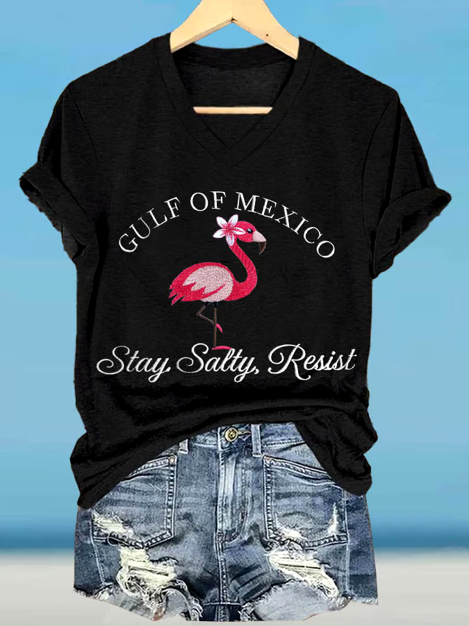 ?Buy 3 get 12% off丨Women's Gulf Of Mexico Printed V Neck T-Shirt
