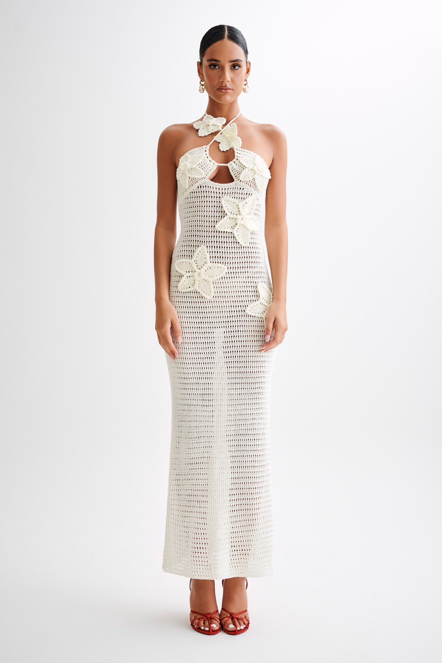 Beverly Floral Applique Crochet Maxi Dress