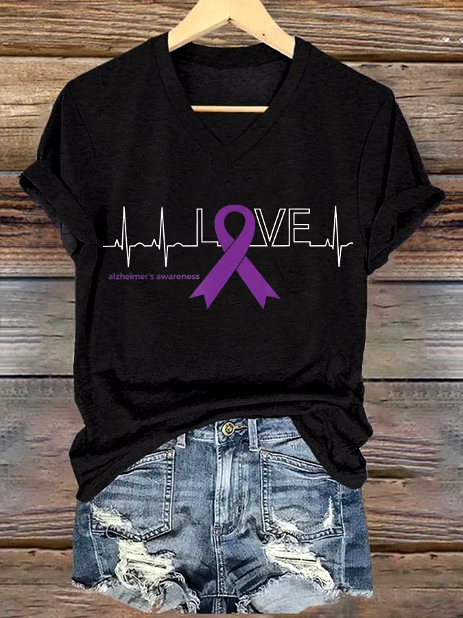?Buy 3 get 12% off丨Women's Alzheimer's I Will Remember Awareness Print Short Sleeve T-Shirt