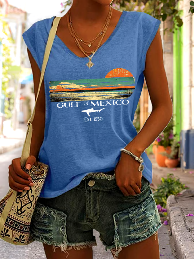 ?Buy 3 get 12% off丨Women's Gulf Of Mexico Print Tank Top