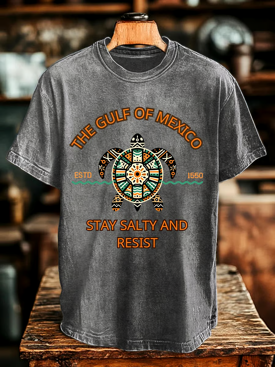 ?Buy 3 get 12% off丨Men's Gulf Of Mexico Printed Round Neck T-Shirt