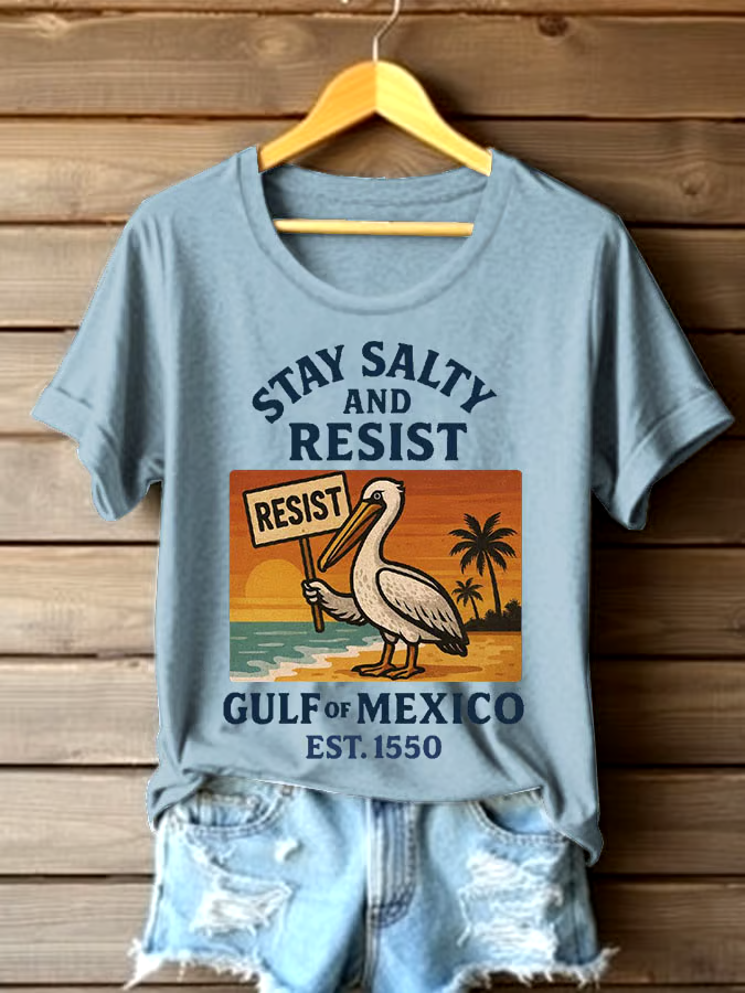 ?Buy 3 get 12% off丨Women's Gulf Of Mexico Printed Round Neck T-shirt