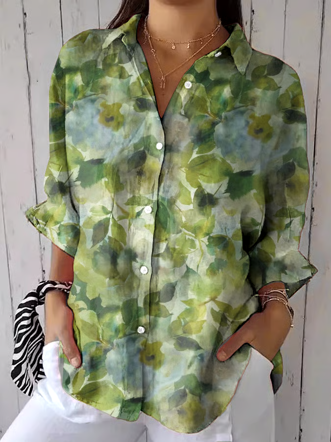 ?Buy 3 get 12% off丨Women's Casual Retro Forest Animal Print Cotton And Linen Shirt（With Pockets)丨?100% natural cotton