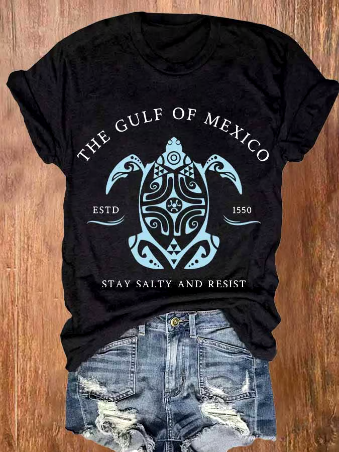 ?Buy 3 get 12% off丨Women's Gulf Of Mexico Print Round Neck T-Shirt