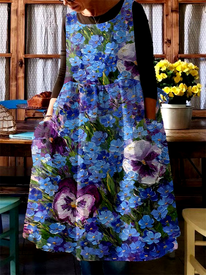?Buy 3 get 12% off丨Women's Loose Casual Forget-Me-Not Pansy Oil Painting Skirt