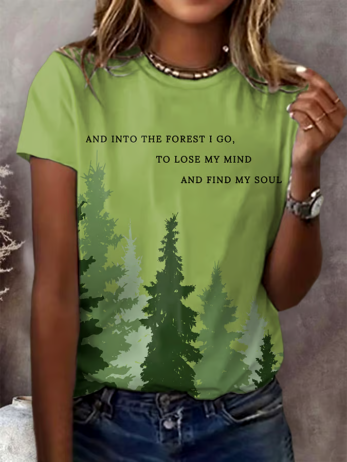 ?Buy 3 get 12% off丨Women's National Park Conservation Print Crew Neck T-Shirt