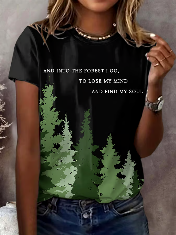 ?Buy 3 get 12% off丨Women's National Park Conservation Print Crew Neck T-Shirt