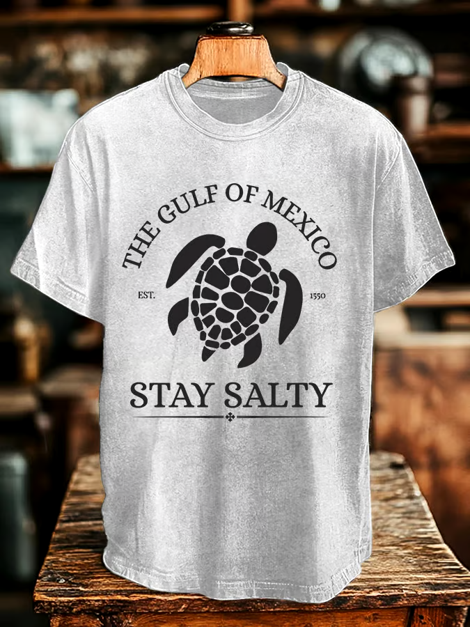 ?Buy 3 get 12% off丨Men's Gulf Of Mexico Printed Round Neck T-Shirt
