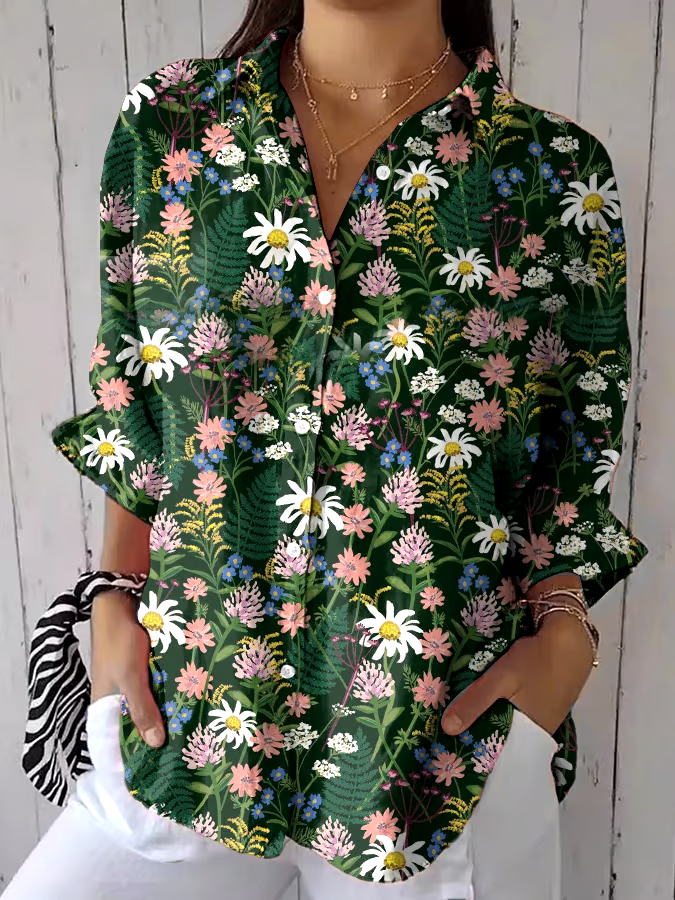 ?Buy 3 get 12% off丨Women's casual forest wildflower print shirt丨?100% natural cotton