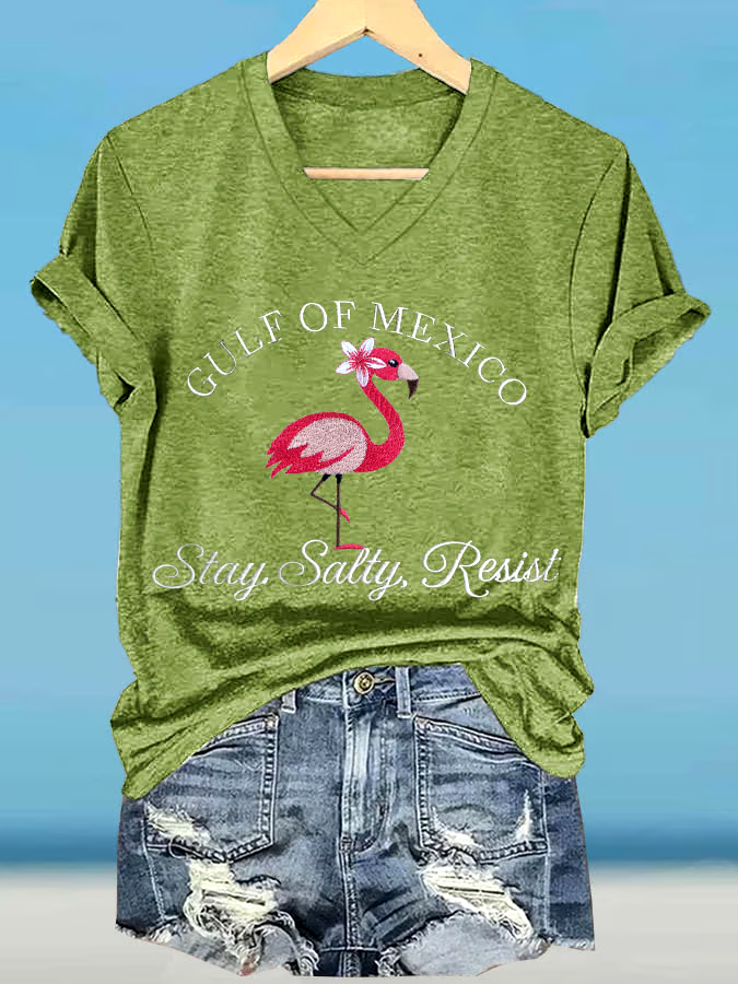 ?Buy 3 get 12% off丨Women's Gulf Of Mexico Printed V Neck T-Shirt