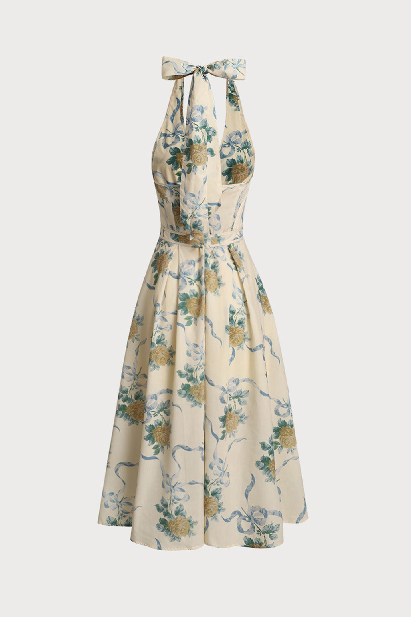 Loralie Floral Print Deep V Neck Midi Dress