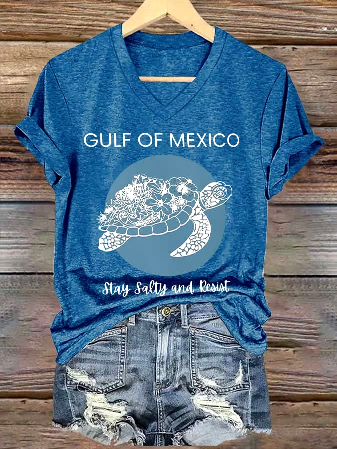 ?Buy 3 get 12% off丨Women's Gulf Of Mexico Printed V Neck T-shirt
