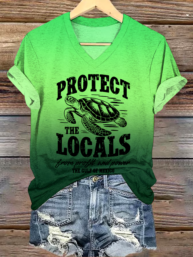 ?Buy 3 get 12% off丨Women's Gulf Of Mexico Print V Neck T-Shirt