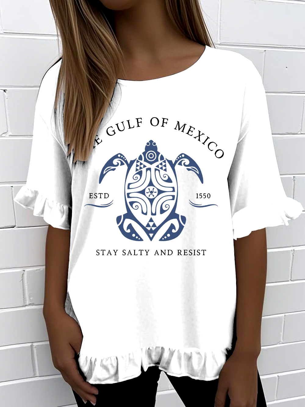 ?Buy 3 get 12% off丨Women's Gulf Of Mexico Print Round Neck T-Shirt