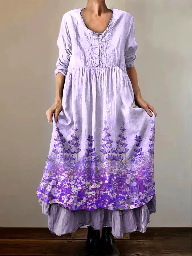 ?Buy 3 get 12% off丨Women's Alzheimer's Awareness Purple Floral Pansy Printed Double-layered Long Skirt